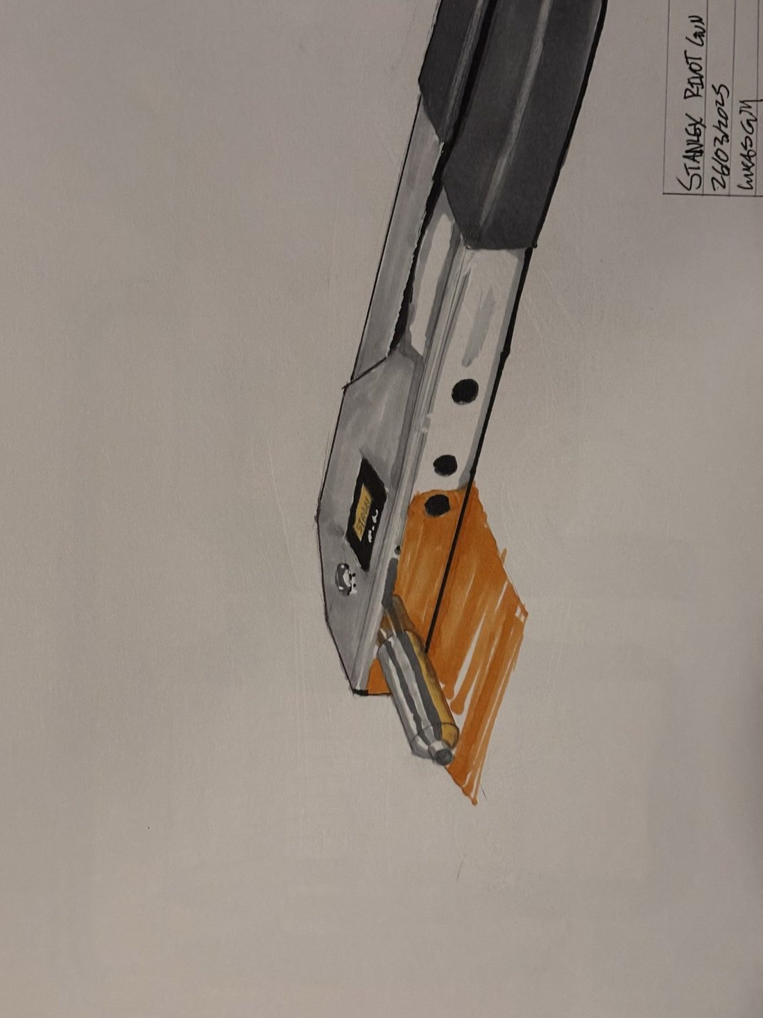 Sketchbook page: Rivet gun, ball point pen and alcohol marker