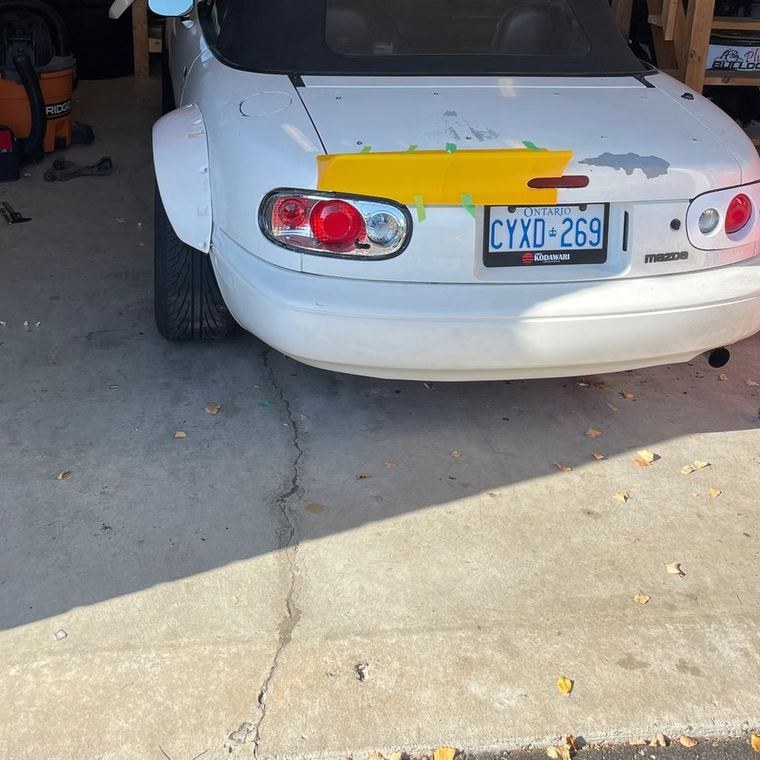 Spoiler test print, on car