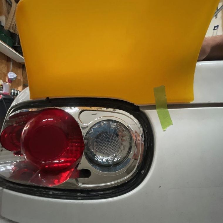 Spoiler test print, on car