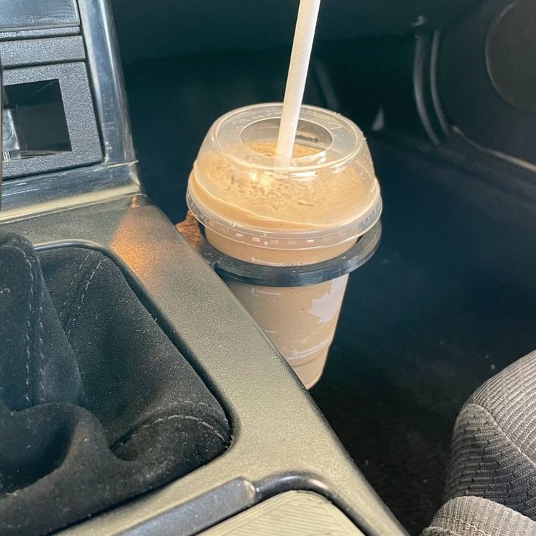 Cup holder, in use