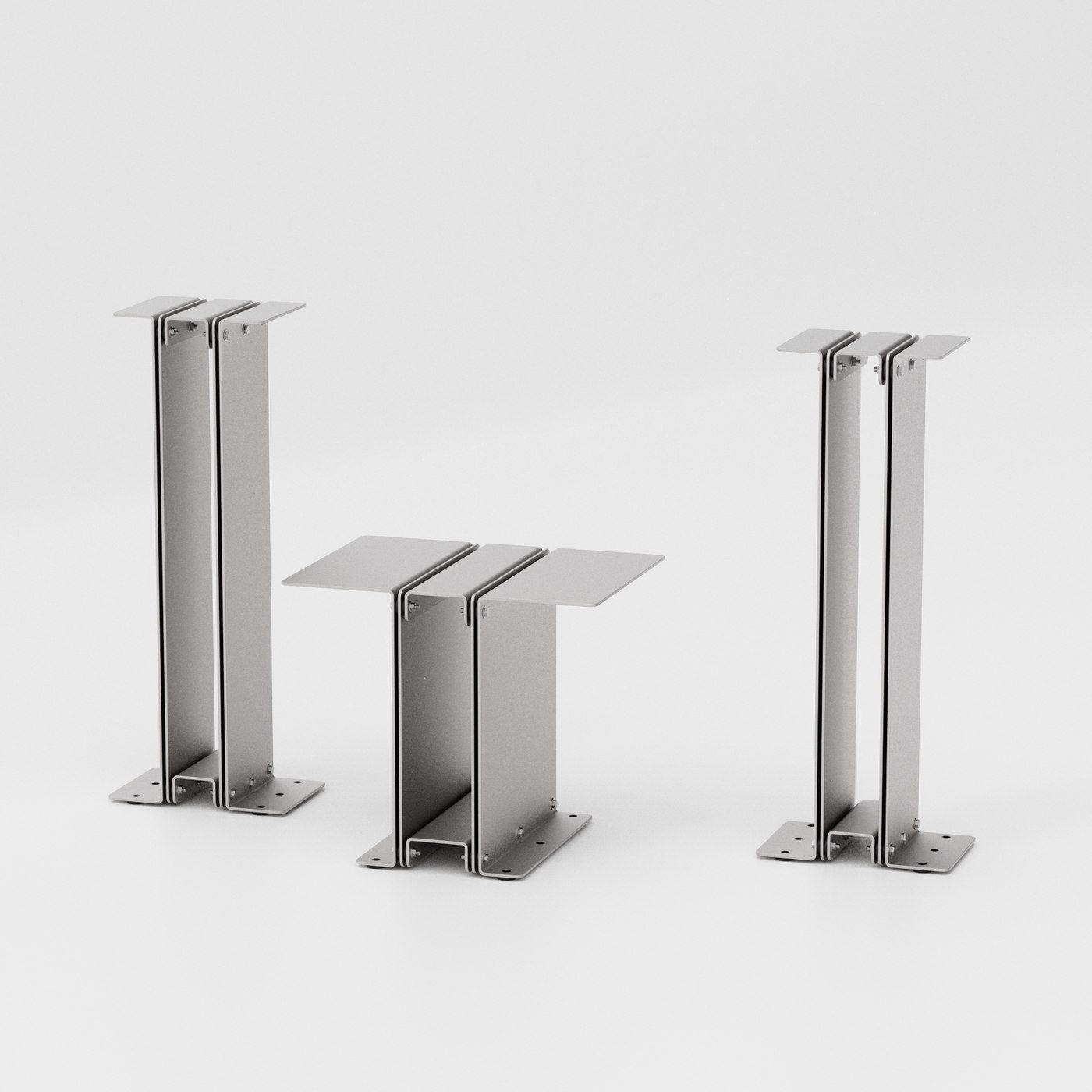 Three heights of the same folded-sheet system side by side